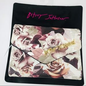 Betsey Johnson vegan Leather Floral Rose Trifold Small Wallet
